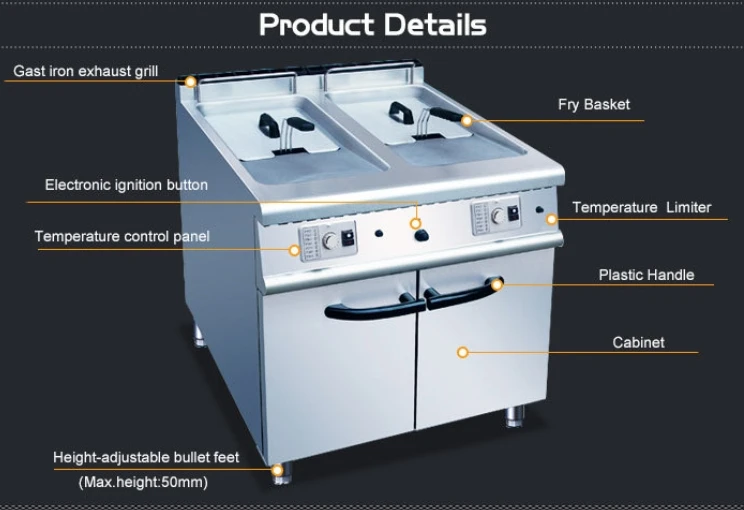 Stainless Steel 2 Tanks 2 Basket LPG/NG Deep Fryer Gas With Thermostat Control 40L Double  Heavy Duty supplier