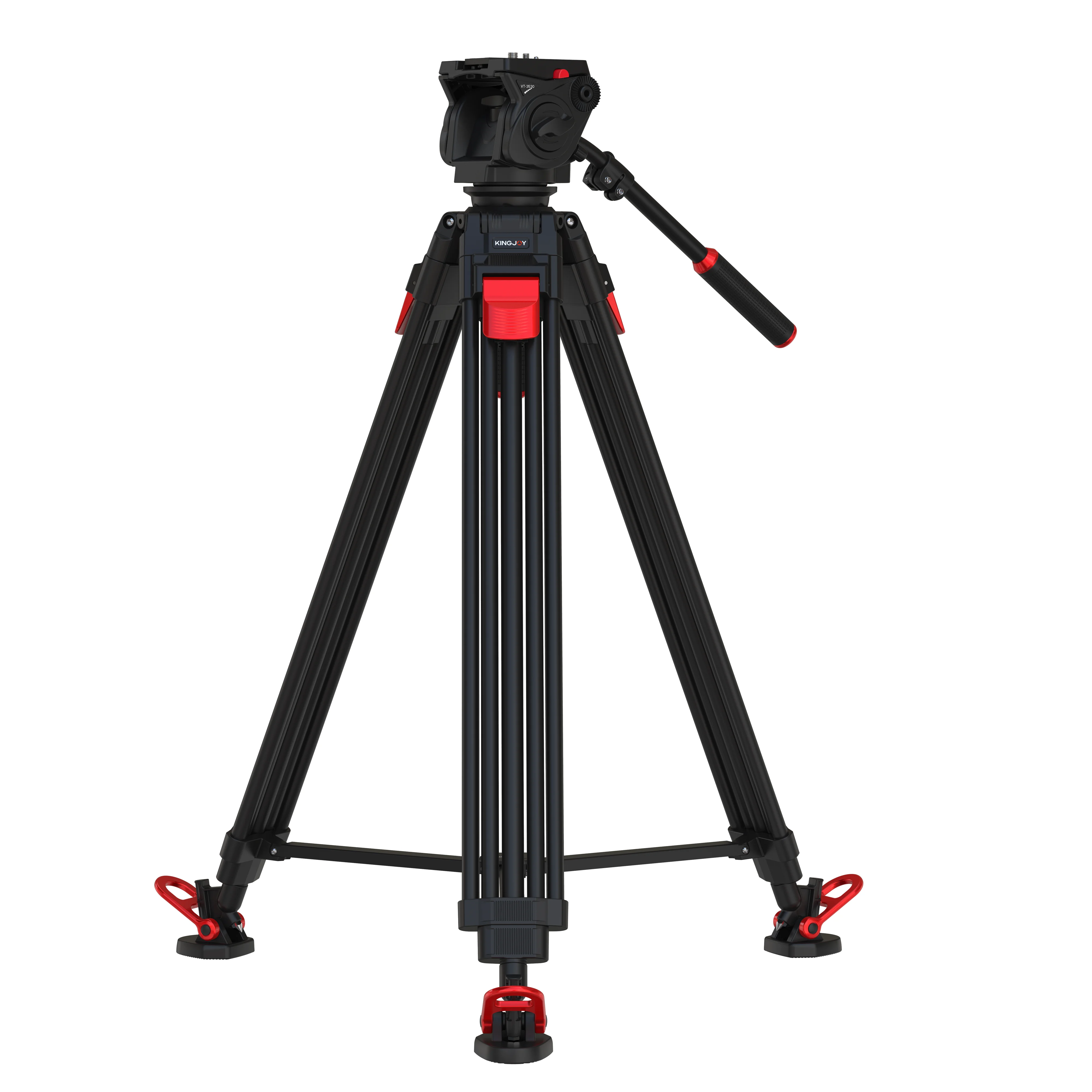 Professional Photographic Equipment KINGJOY One-click Lifting Broadcast CCTV Heavy Duty Video Camera Tripod With Fluid Head