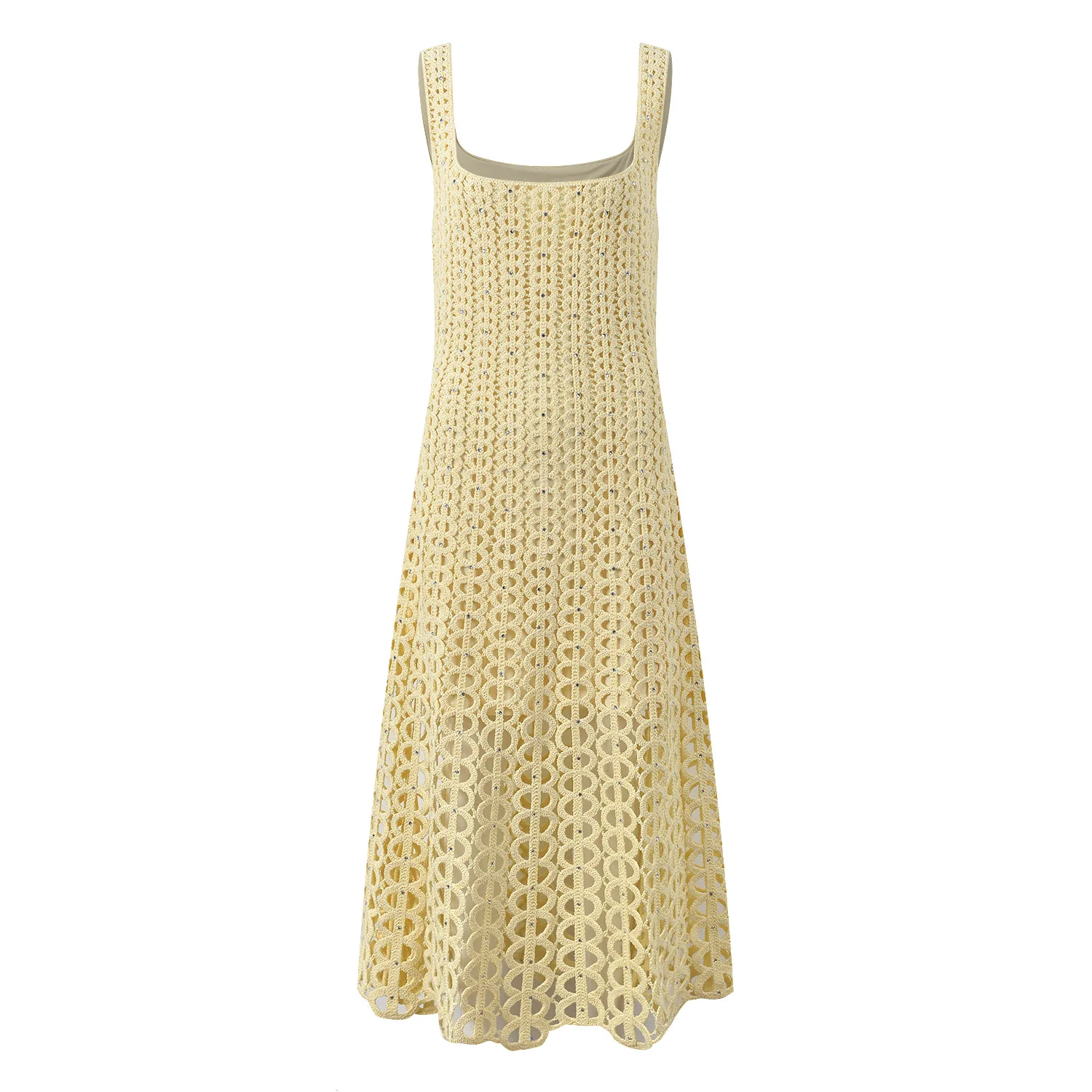 High Quality Beading Hollow Out Long Dresses for Women 2026 Spring Summer Elegant Strapless Maxi Dress