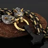 Tête de loup dorée + pendentif noir
