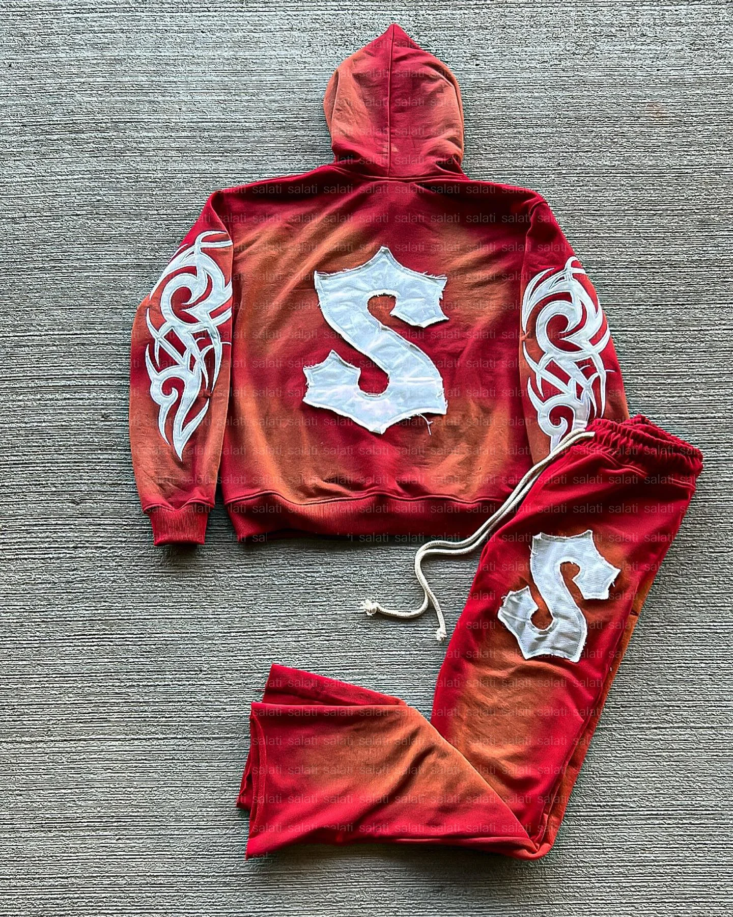 Custom Flared Sweatpants Hoodie Set Embroidered Jogging Suit Acid Washed Breathable Regular Fit Winter Tracksuits Men gallery 2