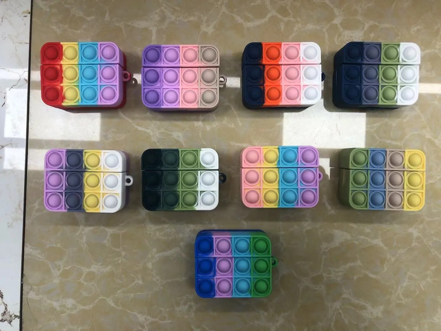 2021 Радужный силиконовый чехол для наушников, пузырьковая игрушка-антистресс, Airpods 1/2/3 Pro, сенсорная игрушка-антистресс