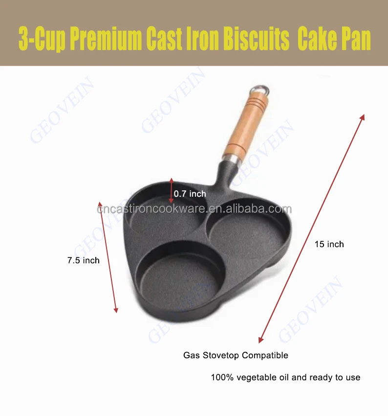 Pre-seasoned Cast Iron Cake Pan for Baking Biscuits - Mini Cake Pan (15  Hole Takoyaki Pan)