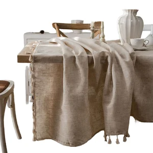 High Quality Eco-Friendly Tassel Tablecloth New Arrival Decorative Linen Cloth for Party & Restaurant Use-Factory Wholesale