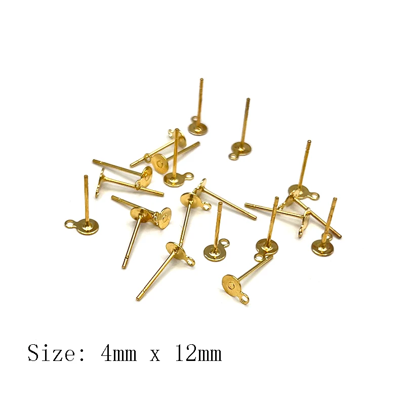 Stainless Steel Gold Flat Pad Earring Posts