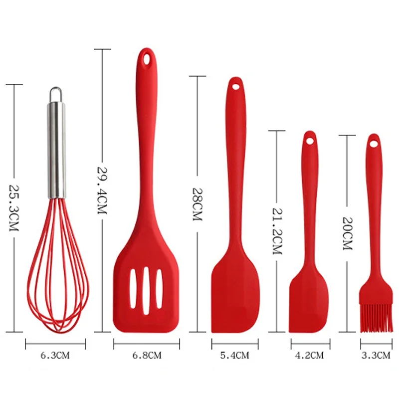 Heat Resistant Silicone 5-Piece Fork Set Dishwasher & Oven Safe for Premium Kitchen Experience
