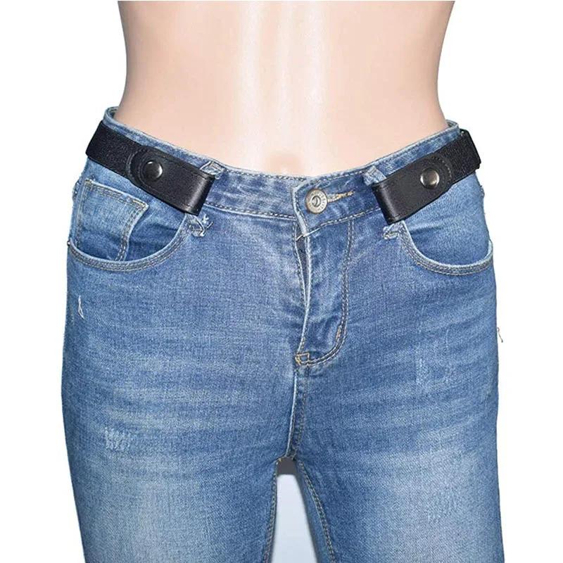 Ремень-невидимка из искусственной кожи Женский, простой дизайнерский бесшовный регулируемый пояс без пуговиц, для джинсов и брюк, непористый