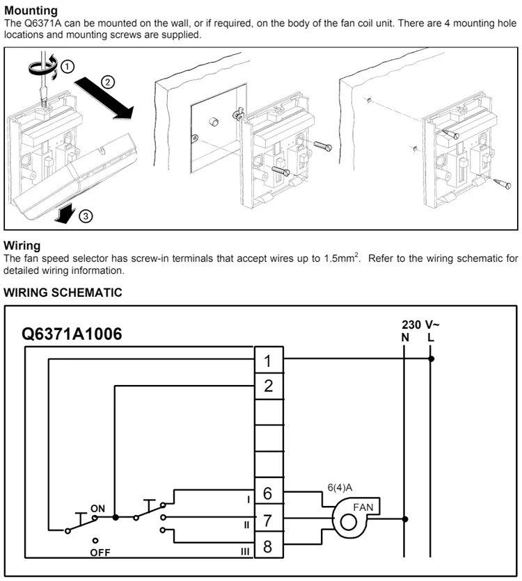 Honeywell Q6371a1006 Fan, 1-2-3, 230v, PVC - detail 10