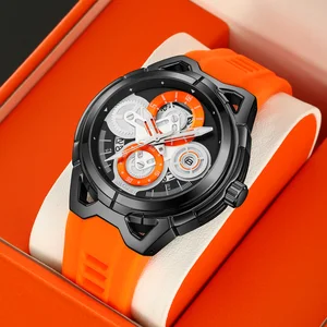 SKMEI 9349 Men's Luxury Antique Cartoon Charm Sporty Retro Quartz Watch 3BAR Waterproof Silicone Band Luminous Dial Durable