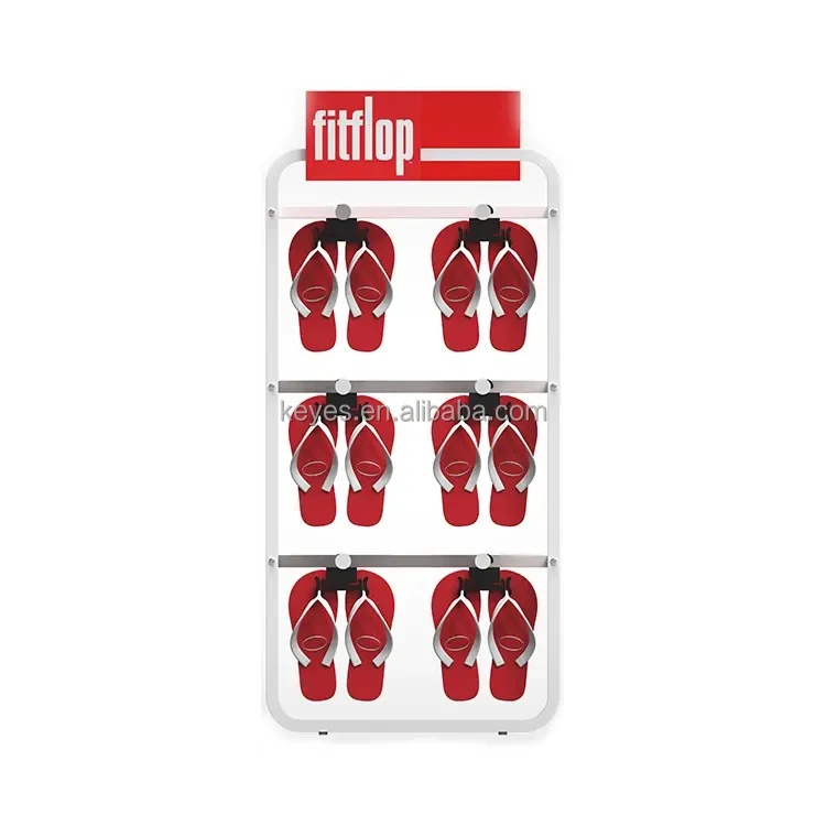 Merchandising Wire Mesh Footwear Crocs Display Rack Fixture Free Standing Shoe Metal Hanging Slipper  Display Stand