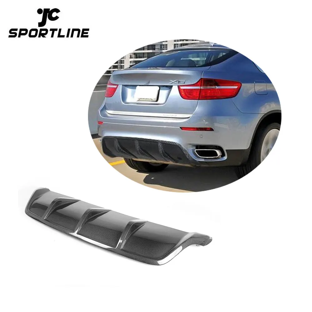 bmw x6 e71 リアデュヒューザー For BMW E71 X6 2008-2014 Real Carbon Rear Bumper Diffuser