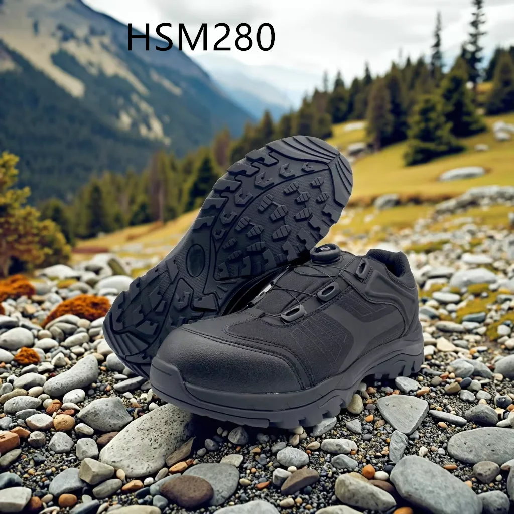 Stivali da combattimento neri per esercitazioni di squadra LXG, con fibbia rotante, suola antishock in EVA + gomma, scarpe da escursionismo molto popolari in Indonesia HSM280