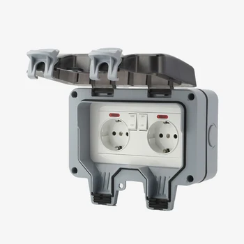 IP66 Outlet 220v Waterproof Outdoor Plug Electrical Sockets And Switch, Wall Multi European Eu Adapter Bathroom Power pulg