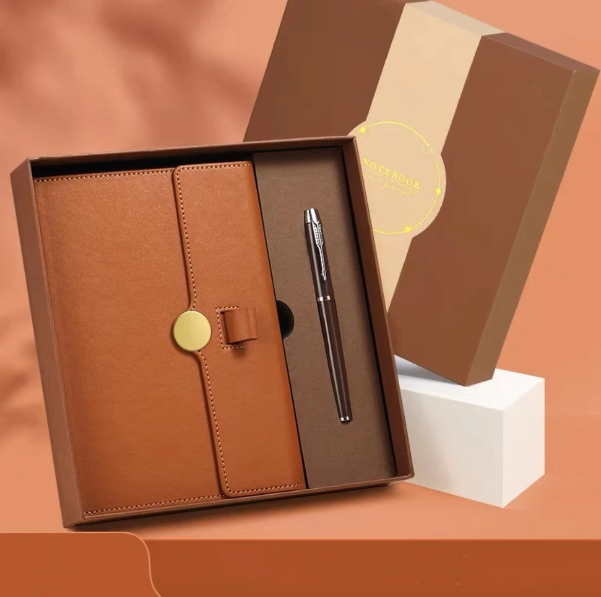 Souvenirs Gift Laserable Leatherette Journal A5 Notebooks Customizable with Box Vip Diaries Green Leather Notebook With Pen