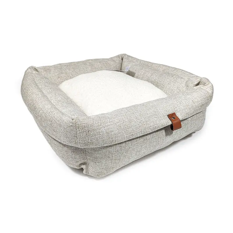 Sleeping Nest For Pet Warm Fabric Pet Kennel Thickened Khaki Faux Linen