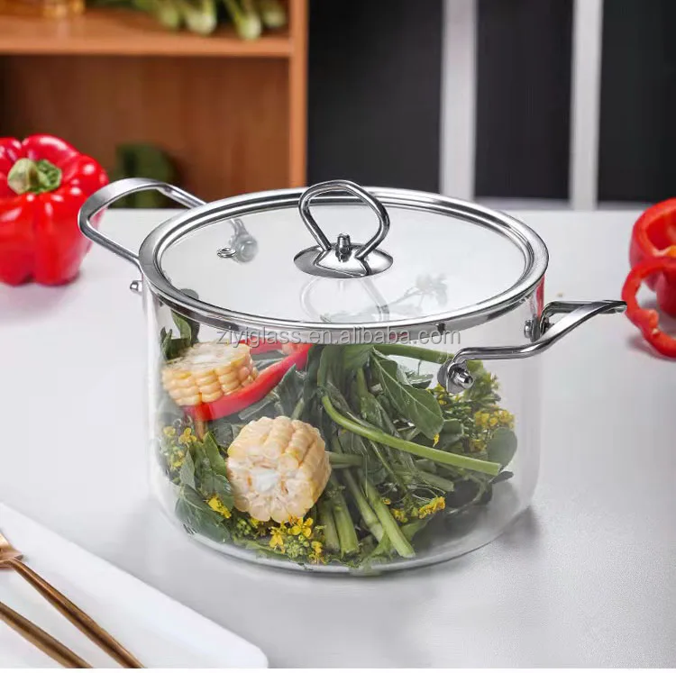 Newest Glass Cooking Pot High Borosilicate Glass Hot Pot With Handle