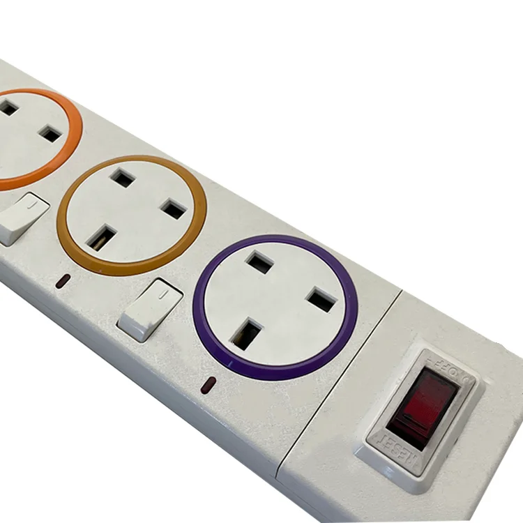 5 Outlet 3m/5m White UK Standard Individual Switch Power Strip Multi-Function 5 Ways Electric Extension Socket With Switch