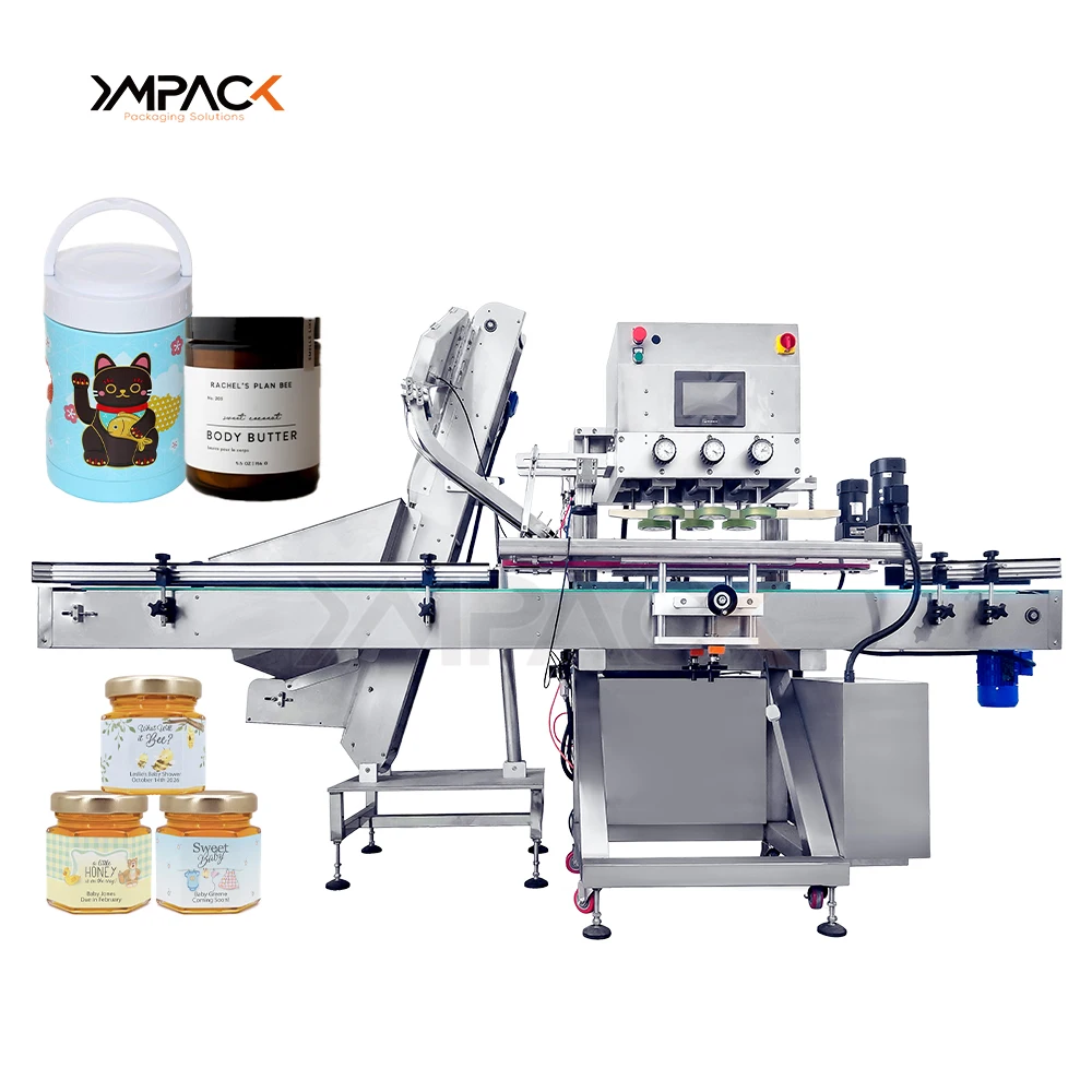 YIMU Automatic Cap Feeder Machine Mist Spray Gallon Bottle Cap Screw Plastic Snap Lid Press on Capping Machine