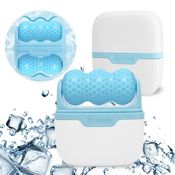 Dual-Ended W V Shaped Face Ice Roller Silicone Cold Therapy Ice Cube Roller Massager for Face Body Eye