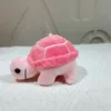 Plush turtle-gold buckle solid color pink