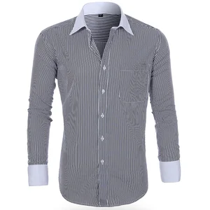 Casual Business Men's Long-Sleeved Slim Shirt for Spring/Summer Plus Size French Cuff with Anti-Wrinkle Twill Fabric