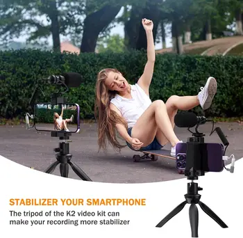 Comica CVM-VM10-K2 Smartphone Microphone with Tripod, Shotgun Video Mic for iPhone and Android Phone, Vlogging Kit for Youtube detail image