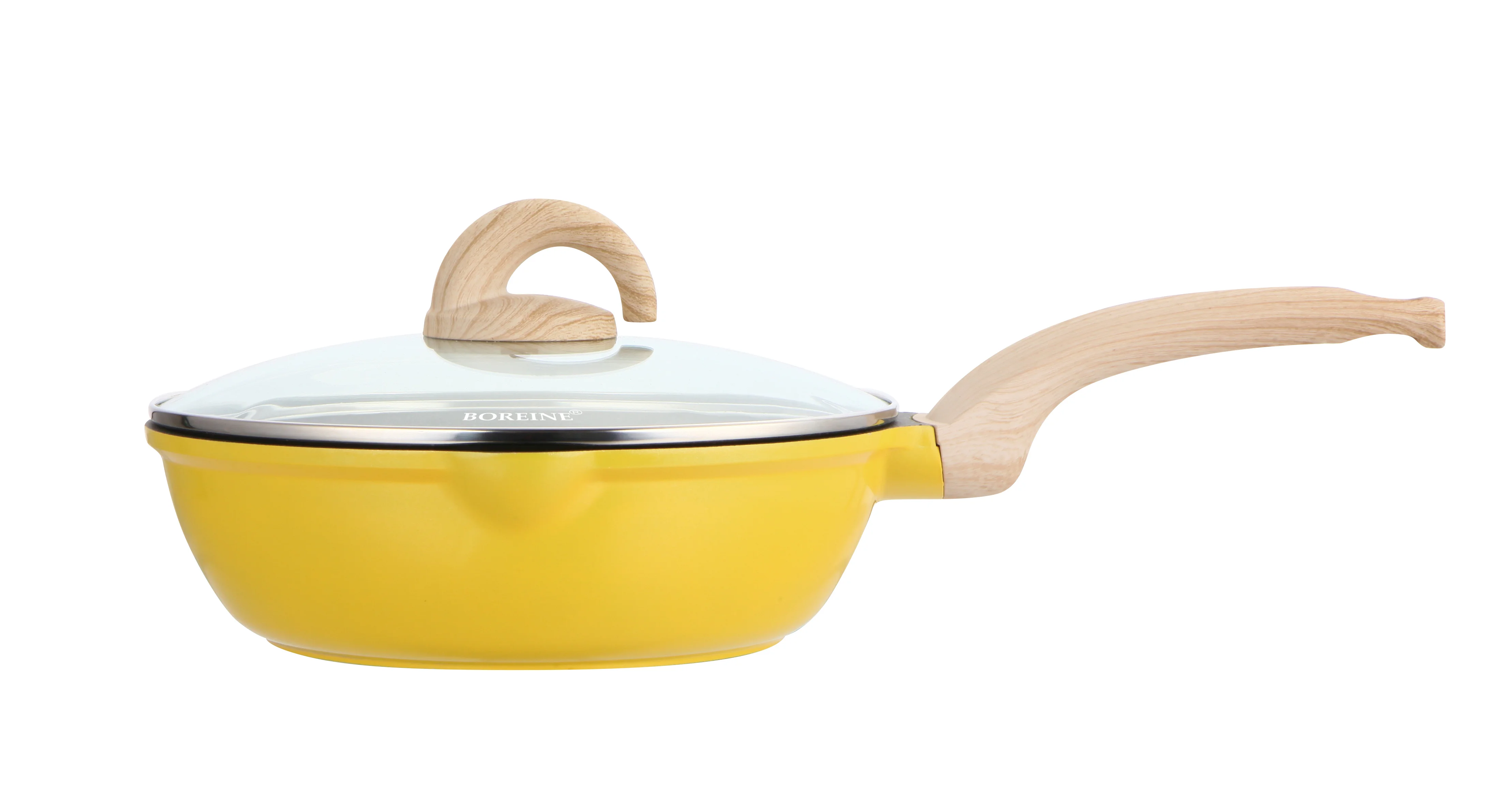 BOREINE Kitchen Non Stick Cookware Suate Pan Marble Deep Fry Pan with Maka Color