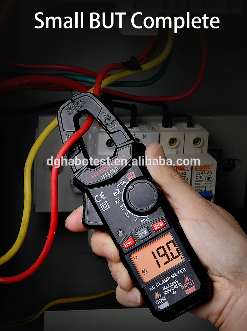 Auto range Clamp Electric Meter DC Pliers ammeter AC DC Voltmeter Resistance Tester Digital LCD 2000 Counts HABOTEST HT200A