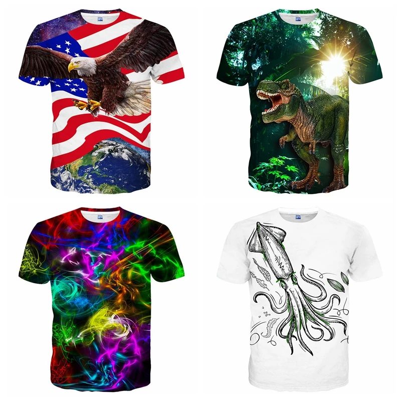 Custom 3d Graphic Colorful Tshirts Crew Neck Print Tee 92 Polyester 8