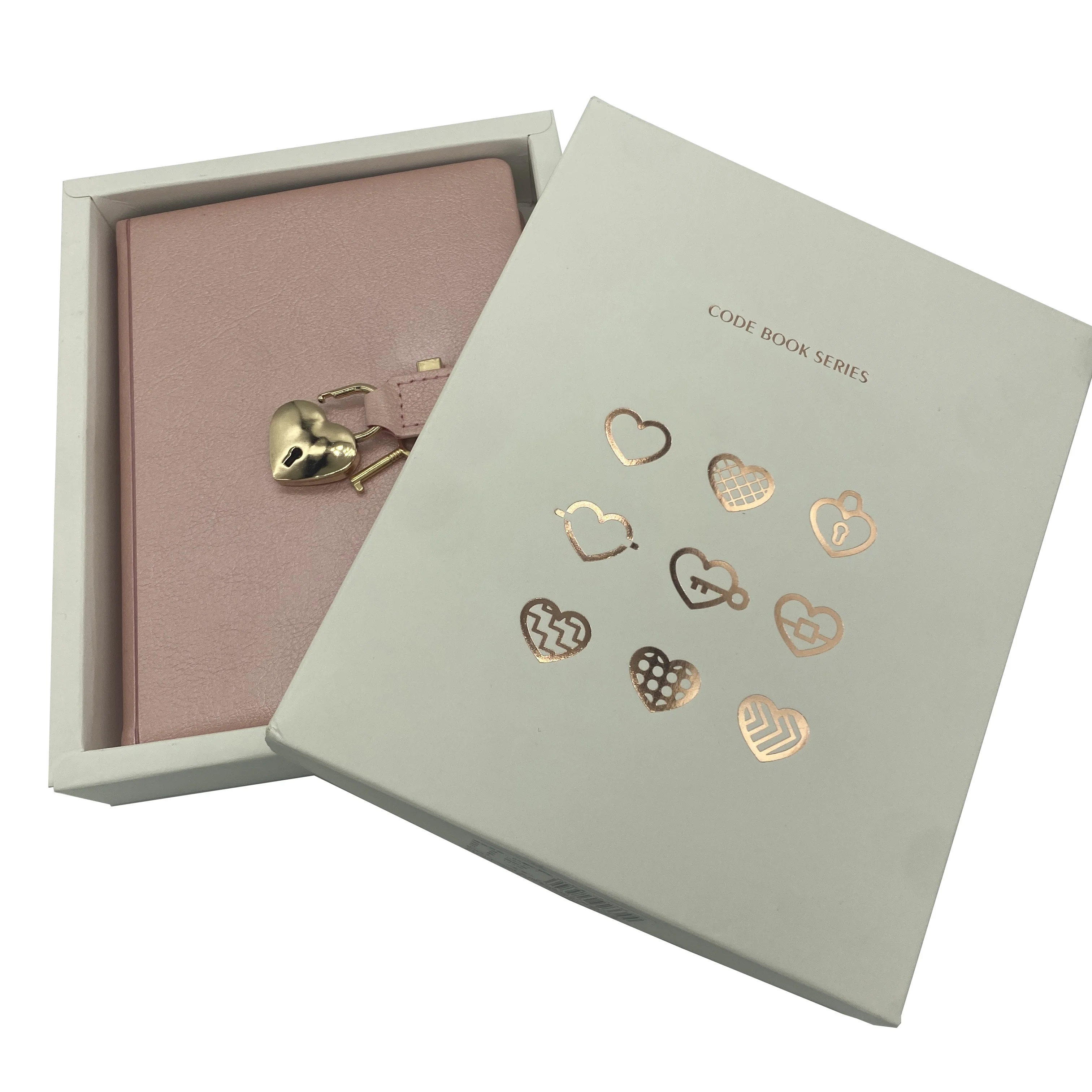 Personalized Full Customization Love Lock and Key PU Leather Student Gift Box Packing Diary Notebook A5 B6 Paper
