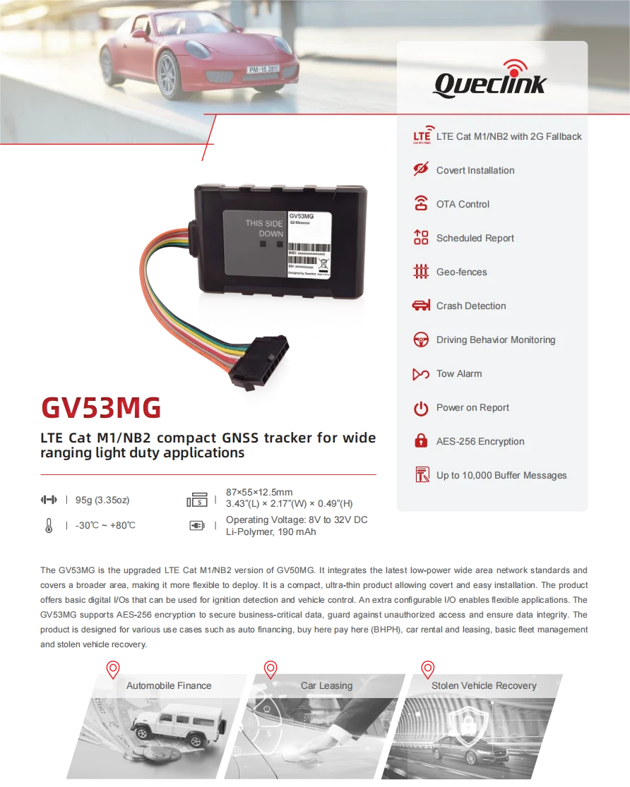 Queclink GV53MG Driving Behavior Monitoring Tracking System Remote Engine Cutting Off High Accuracy Car Gps Tracker 4G