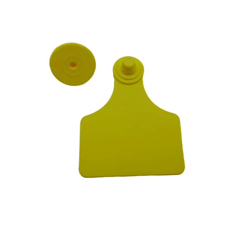 62x80mm Yellow Cattle Ear Tag  Blank Identification TPU Precision Ear Tags for Cows Calf Animal Livestock Supports Printing Logo