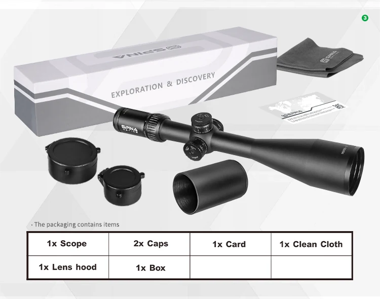 Mirino SPINA OPTICS HD 2-16x56 FFP – Torretta 1/10 MIL, Parallasse Laterale Per Caccia E Tiro Tattico