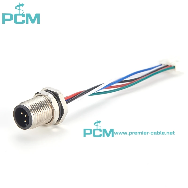 M12 connector A Coding Male 5 Contact  PanelMount PG9 Front Fastened Solder Wire Pins manufacture