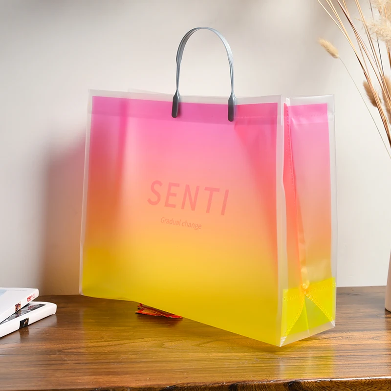 Custom Logo Designer Side Gusset Plastic Shopping Bags with Handle Soft Hardness Gift Bags for Clothing & Shoes