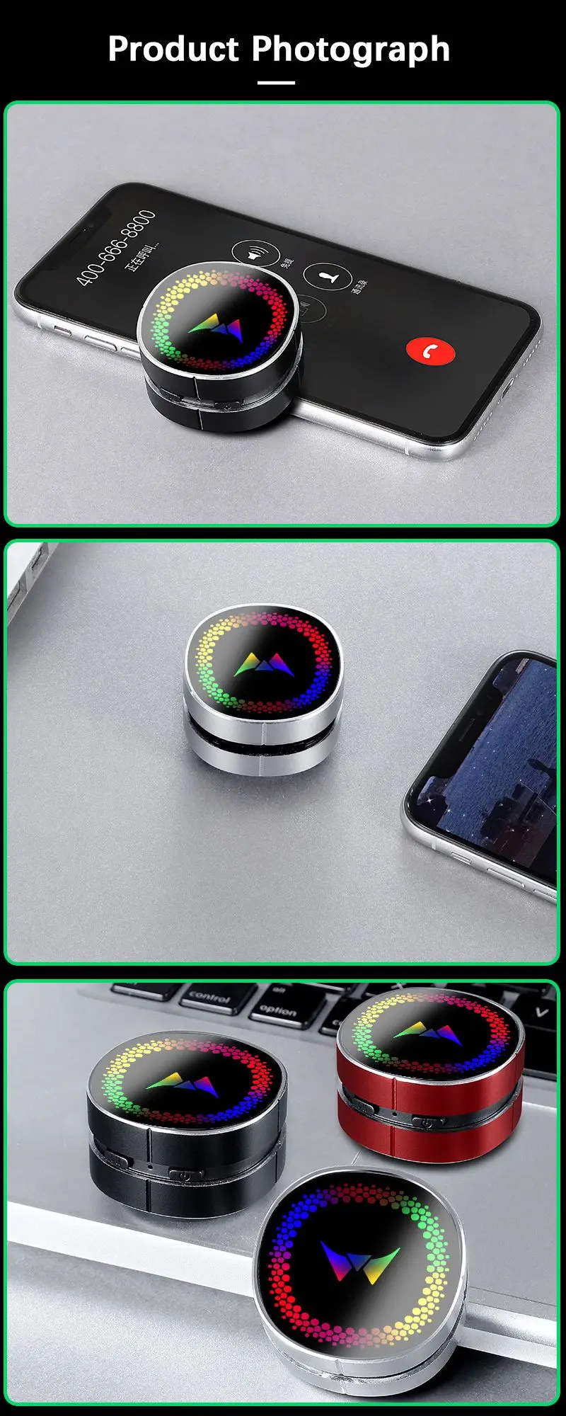 M1 Wireless Portable Bluetooth Speaker with RGB LED Light – Mini Metal ...