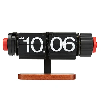 Japanese Style Solid Wood Flip Clock Modern Simple Intelligent Mechanical Flip Clock Decorative Pendulum Desk Table Alarm Clock
