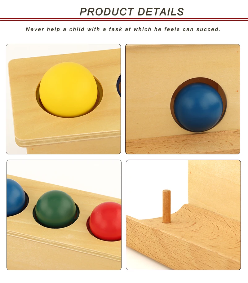 LT052  Montessori Kids Wooden Educational Children Toy  wood push ball baby toy Montessori