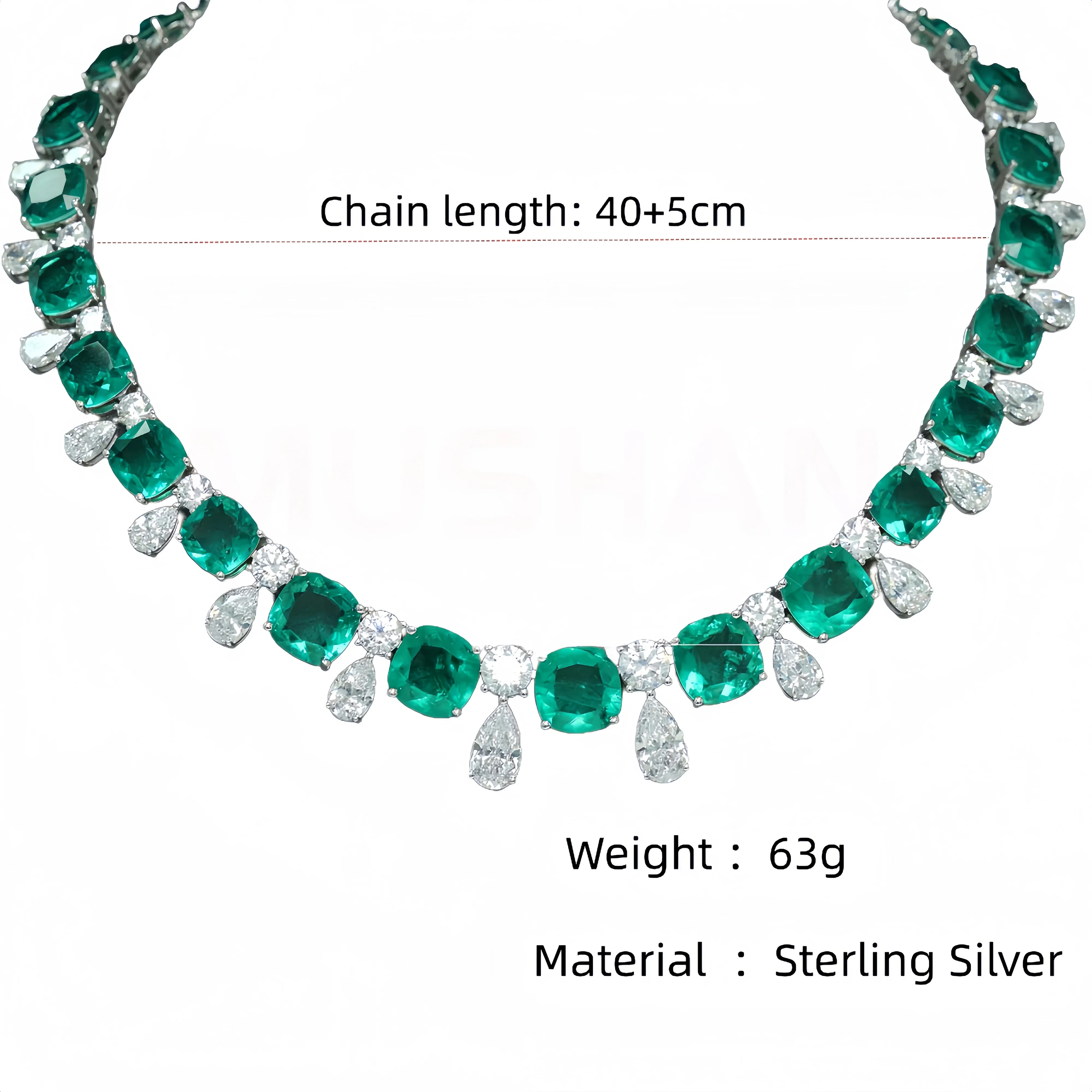 MUSHAN Jewelry Factory Women Wedding Party High Carbon Diamond and Musa Green Stone Jewelry 925 Sterling Silver Necklace Women