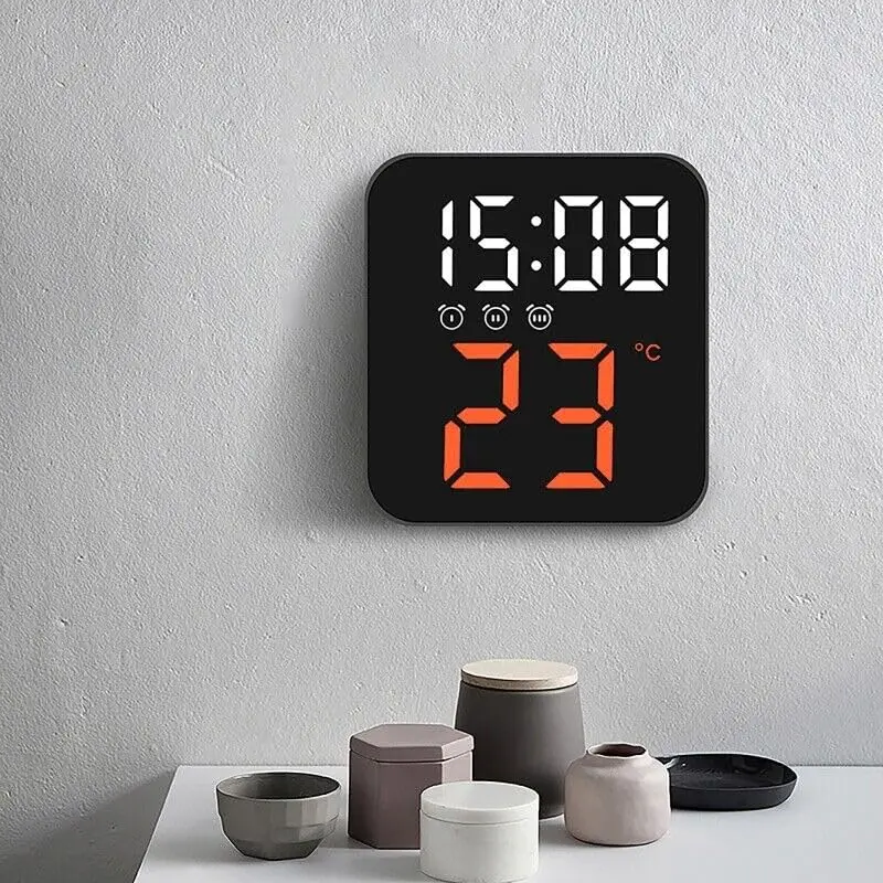 Mini Multifunction Smart Table Clock Voice Control LED Alarm Clock With Adjustable Backlight