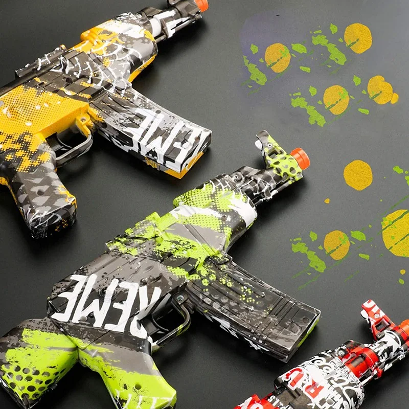Yoou Outdoor Game Gel Blaster P90 Gun In Yellow Graffiti With Paintball For Kids