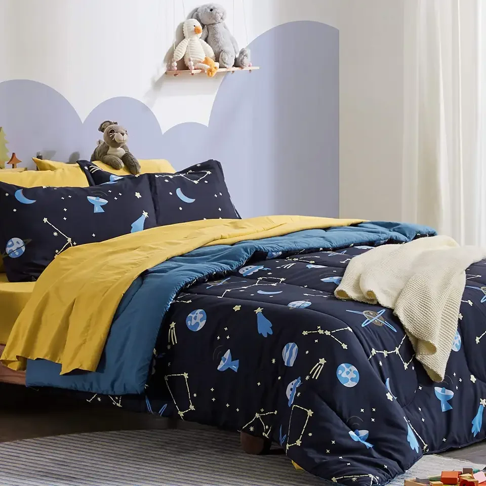 Simple Style Fancy Galaxy Printing Comforter Set Bedding 7PCS Children Beddings Comforter Duvet Cover