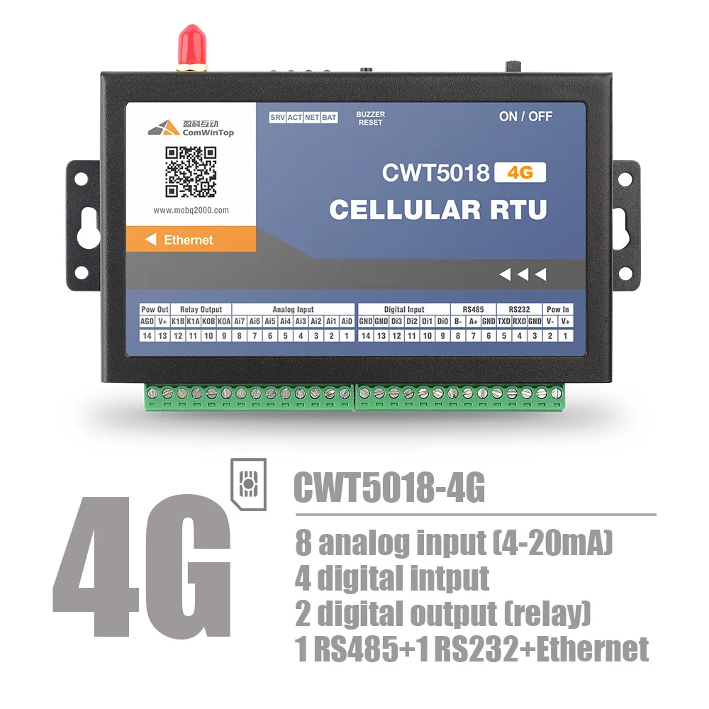 CWT5018 4G GPRS Ethernet Modbus RTU Iot Gateway m2m Device Internet Wireless Communications System