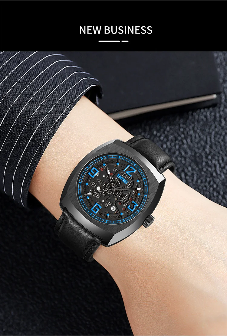 Skmei 9336 elegance guangzhou man quartz watch new arrival Genuine Leather band waterproofing Chronograph Casual watch supplier