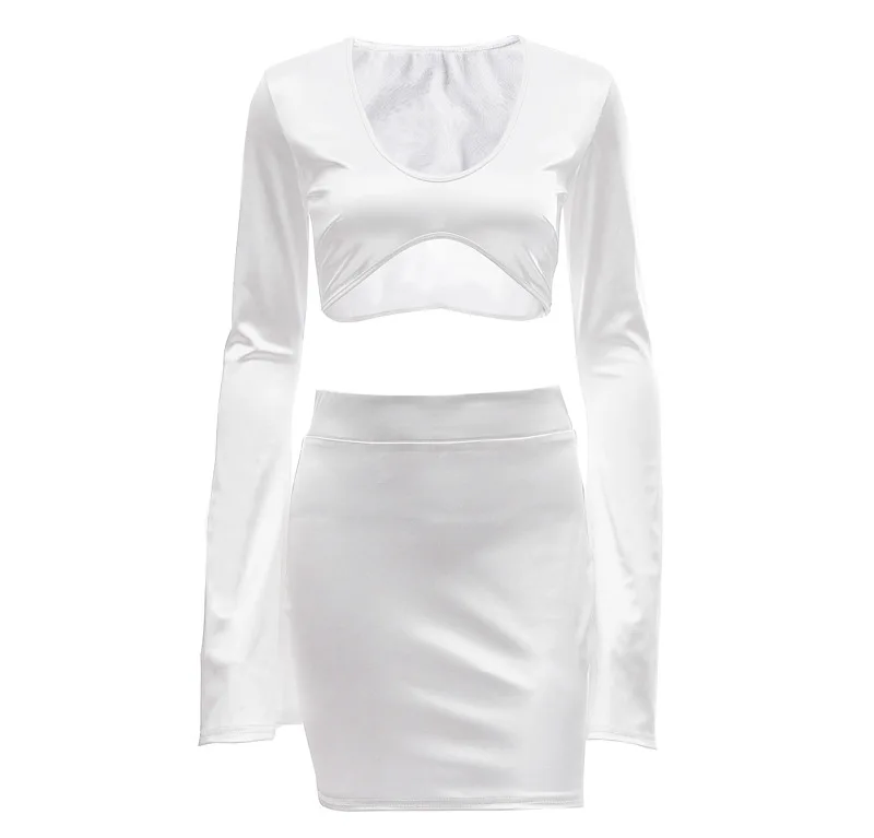 R20496S женский новый 2022 модный осенний комплект с юбкой и коротким топом рукавом-фонариком