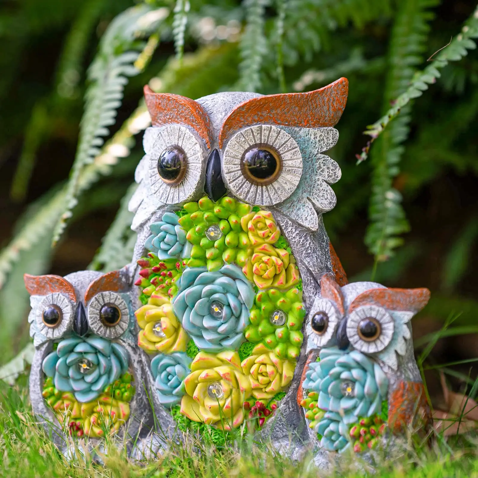 Unique Solar Figurine Owl  Outdoor Statue Outdoor Statue For Porch Patio Yard Lawn Owl