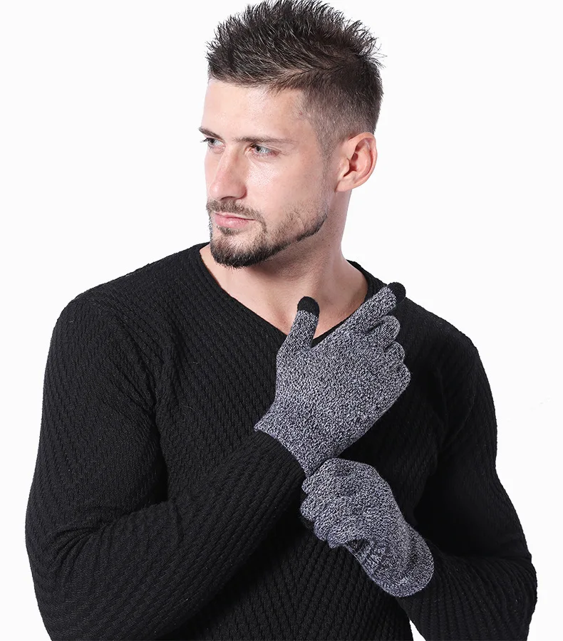 Cheap Wholesale Winter Knitted Gloves High Quality Men Touch Screen