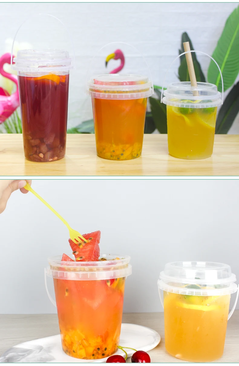 wholesale custom plus size 700ml 1000ml portable fruit juice plastic bubble milk tea cup supplier