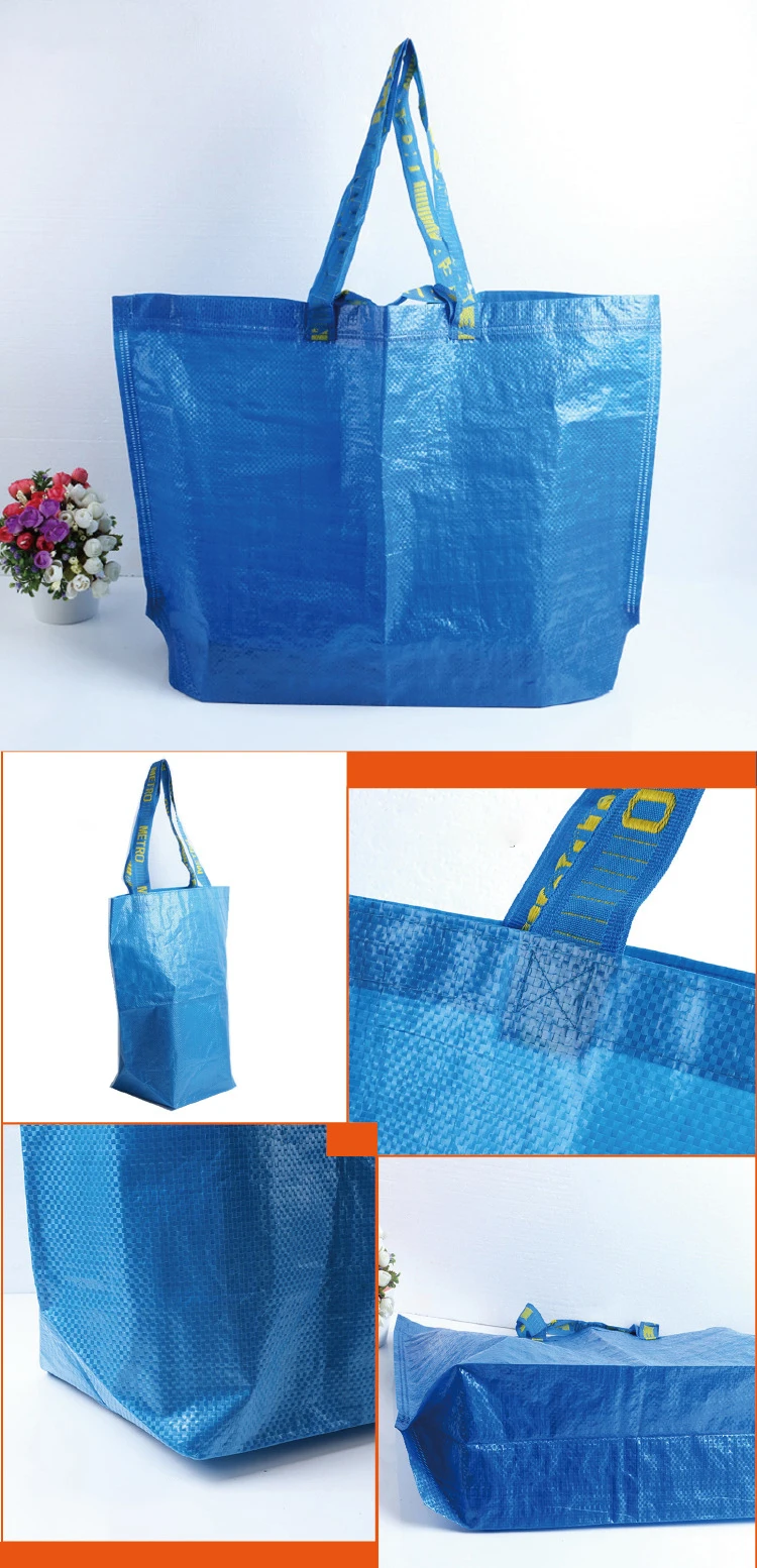 Custom Logo Heavy Duty Blue Pp Woven Large Shopping Bag Moving ...