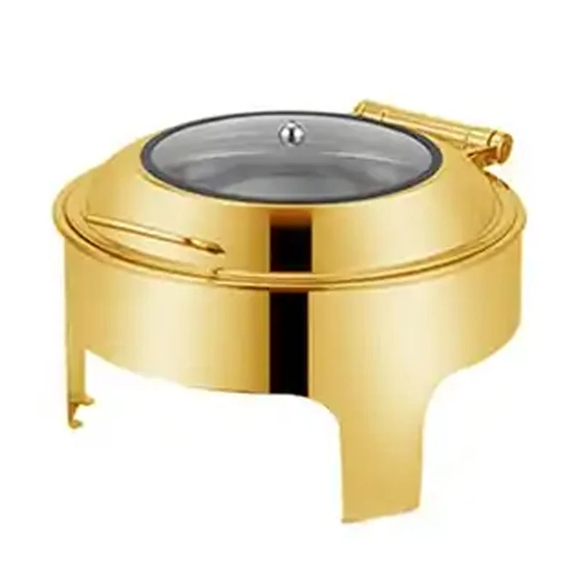 Горячая распродажа, круглая Золотая тарелка из нержавеющей стали для жарки, набор для жарки блюд для подачи в отель